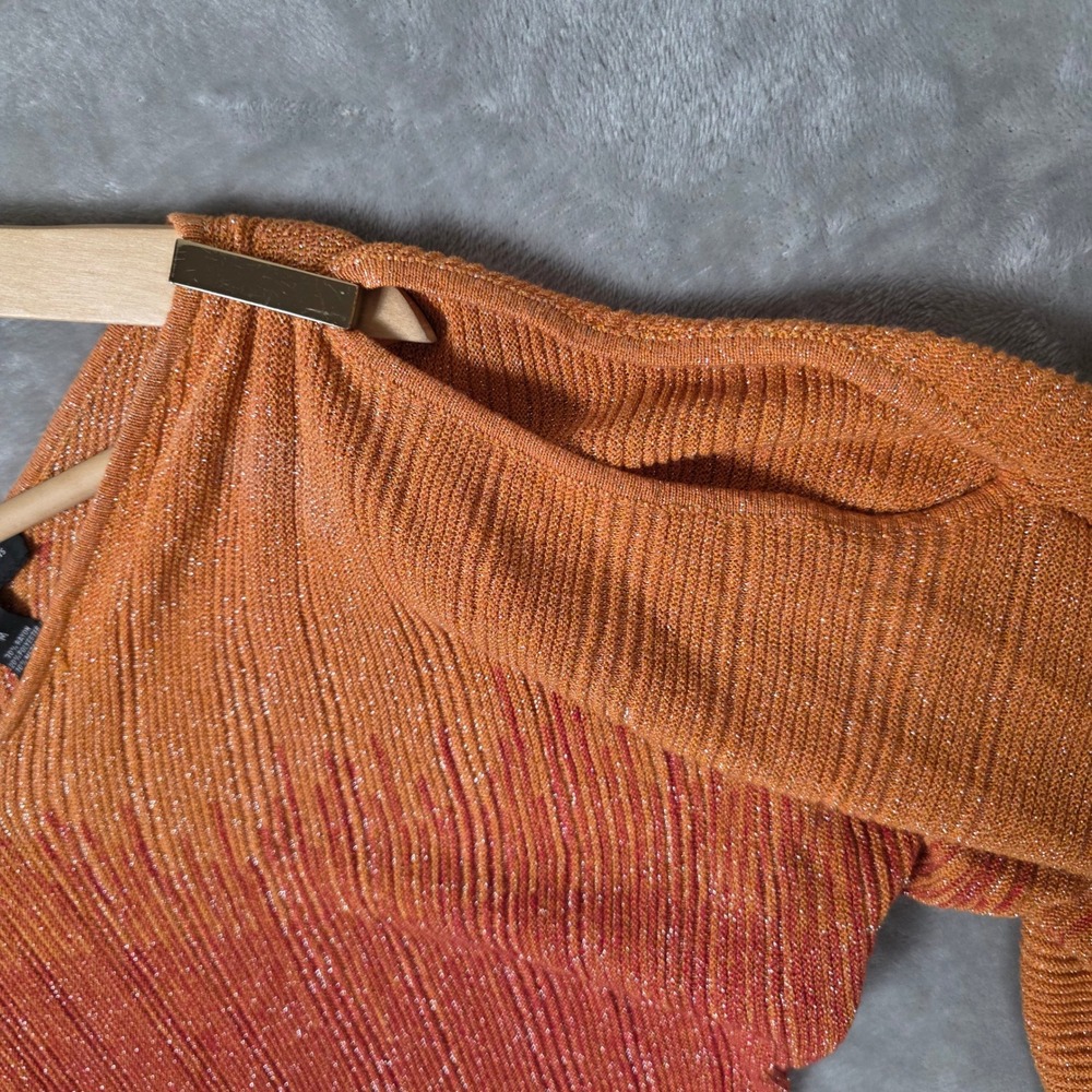 INC International Concepts Ombre Metallic Cold Shoulder Sweater Size M Glam Fall - Picture 6 of 7